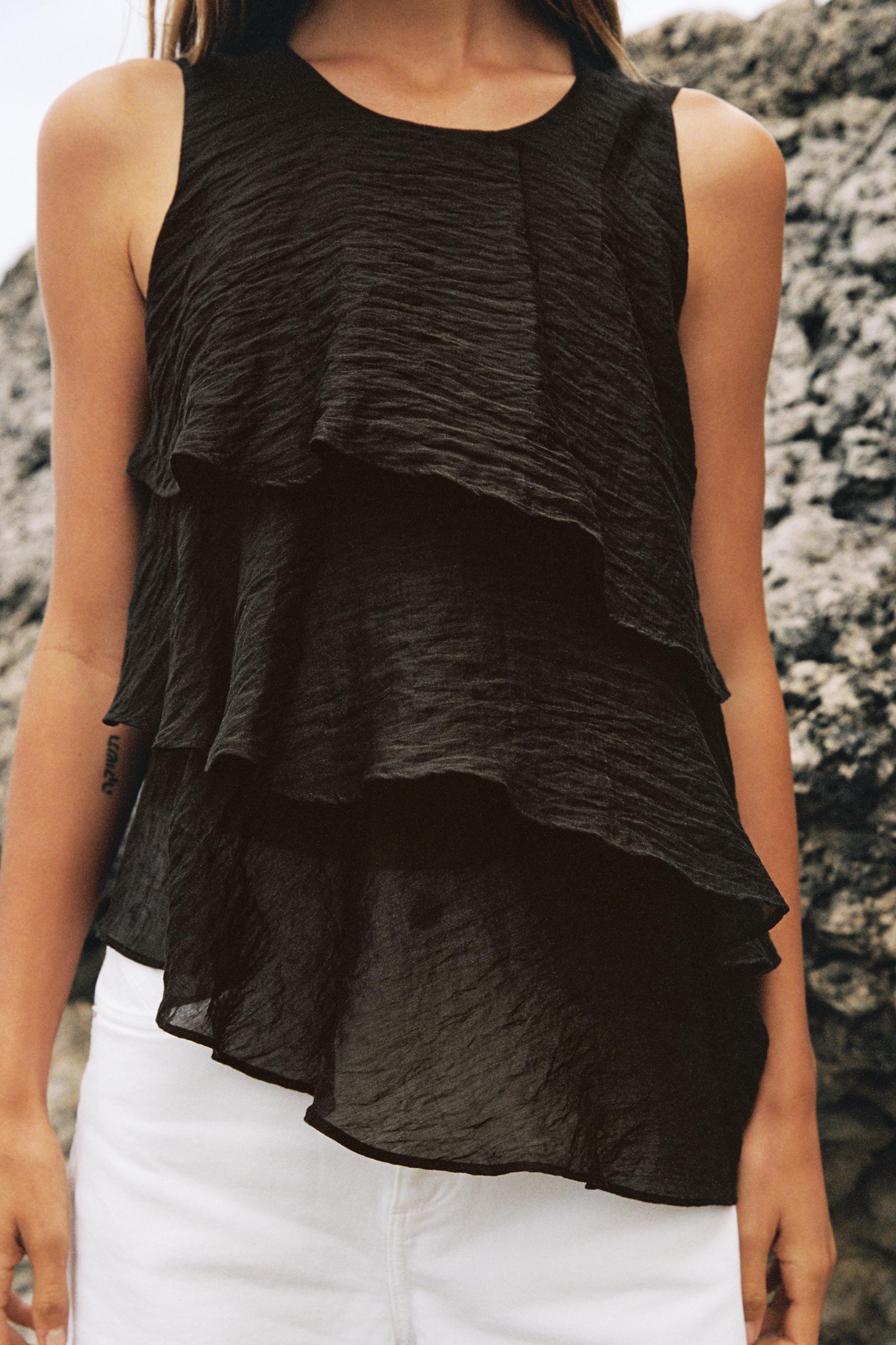 ASYMMETRIC RUFFLED TOP